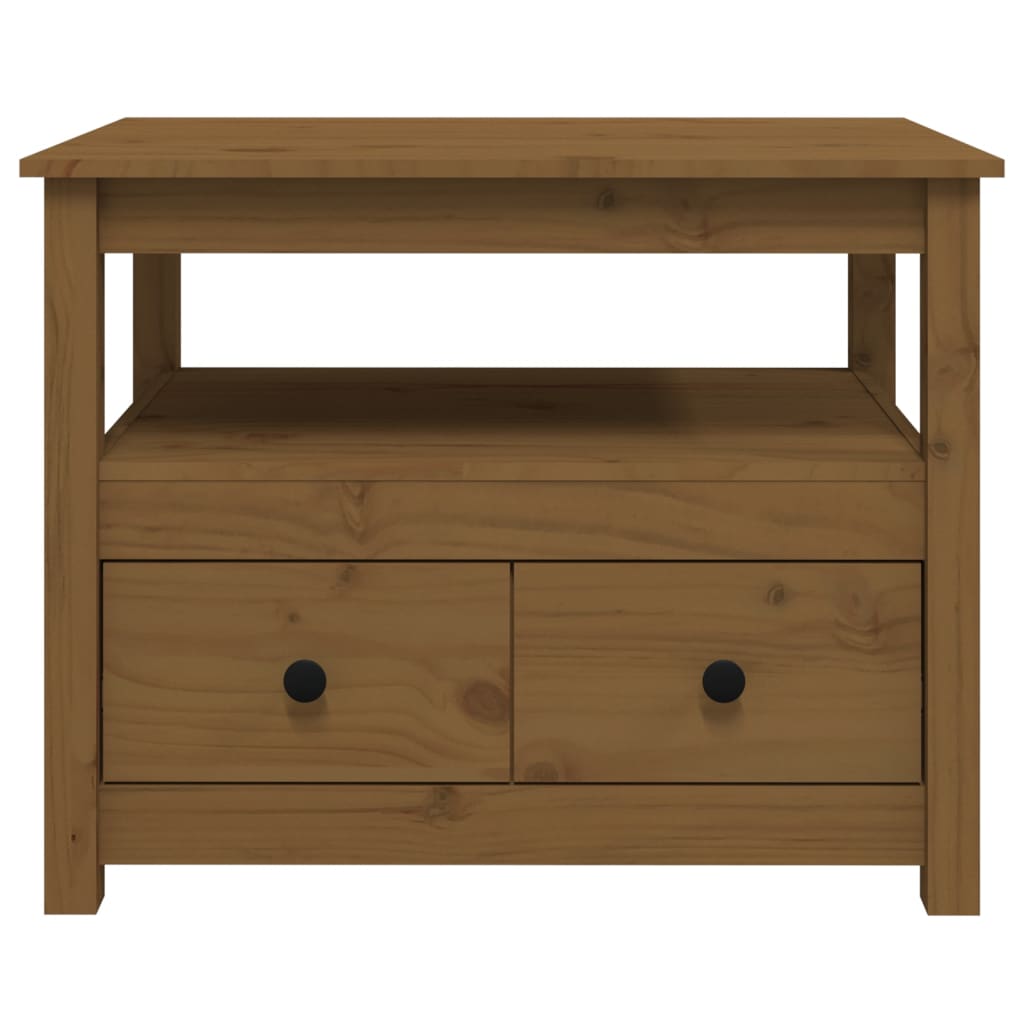 Salongbord Sofabord Tre heltre furu Honningbrun 71x49x55 cm
