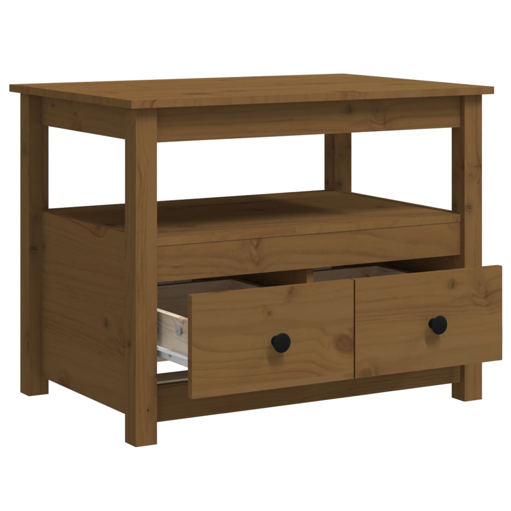 Salongbord Sofabord Tre heltre furu Honningbrun 71x49x55 cm