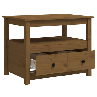 Salongbord Sofabord Tre heltre furu Honningbrun 71x49x55 cm