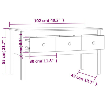 Salongbord Sofabord Hvit 102x49x55 cm heltre furu