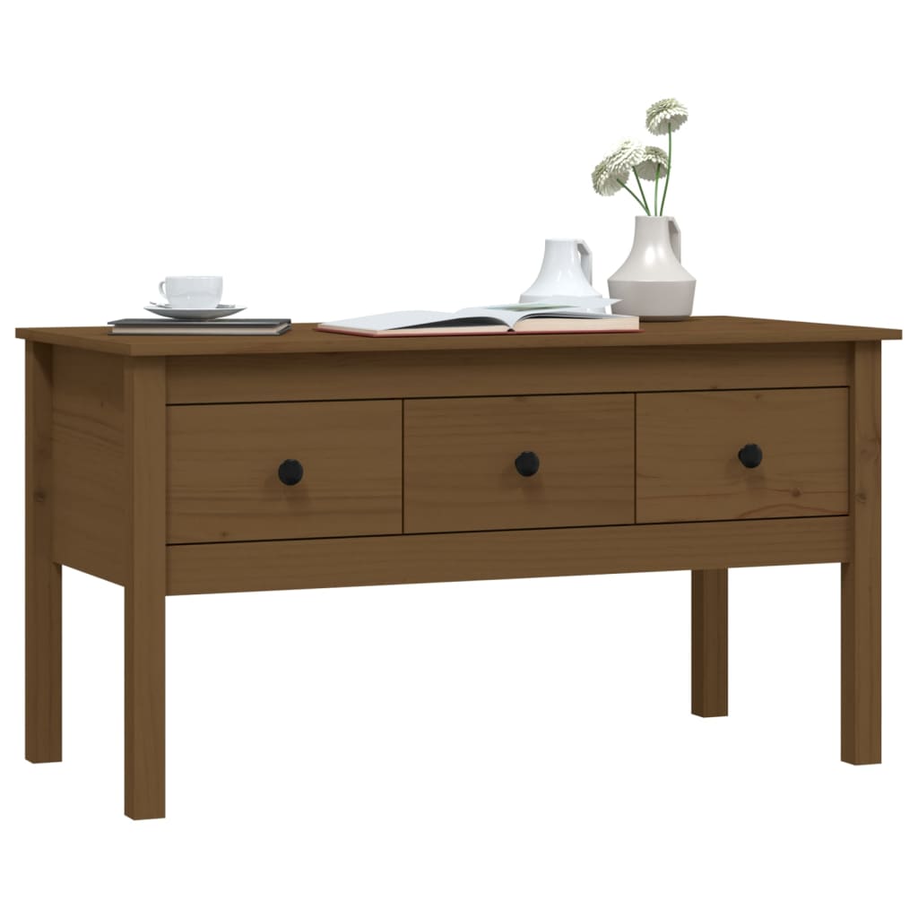 Salongbord Sofabord Tre heltre furu Honningbrun 102x49x55 cm