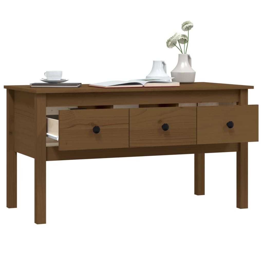 Salongbord Sofabord Tre heltre furu Honningbrun 102x49x55 cm