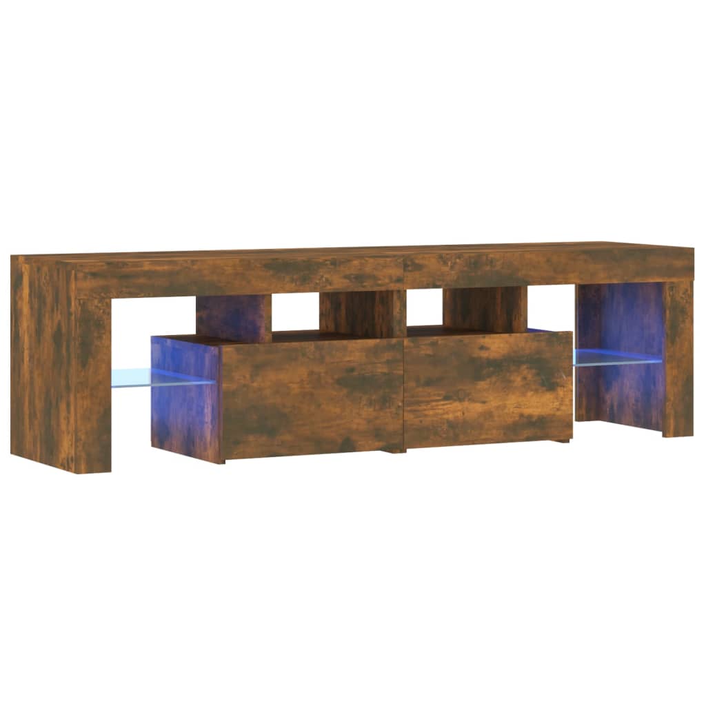 TV-Møbel Røkt EikTV-benk med LED-lys 140x36,5x40 cm