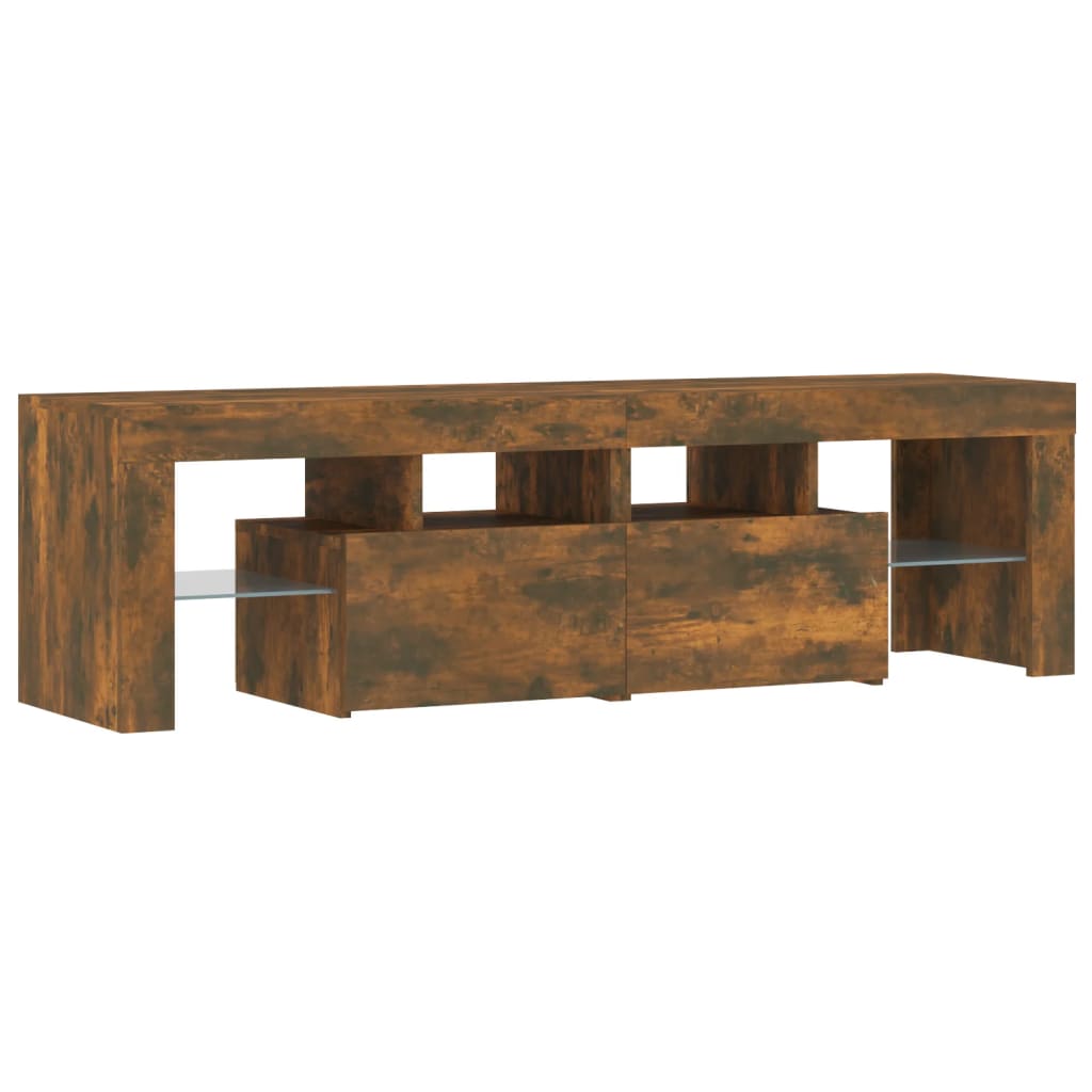 TV-Møbel Røkt EikTV-benk med LED-lys 140x36,5x40 cm