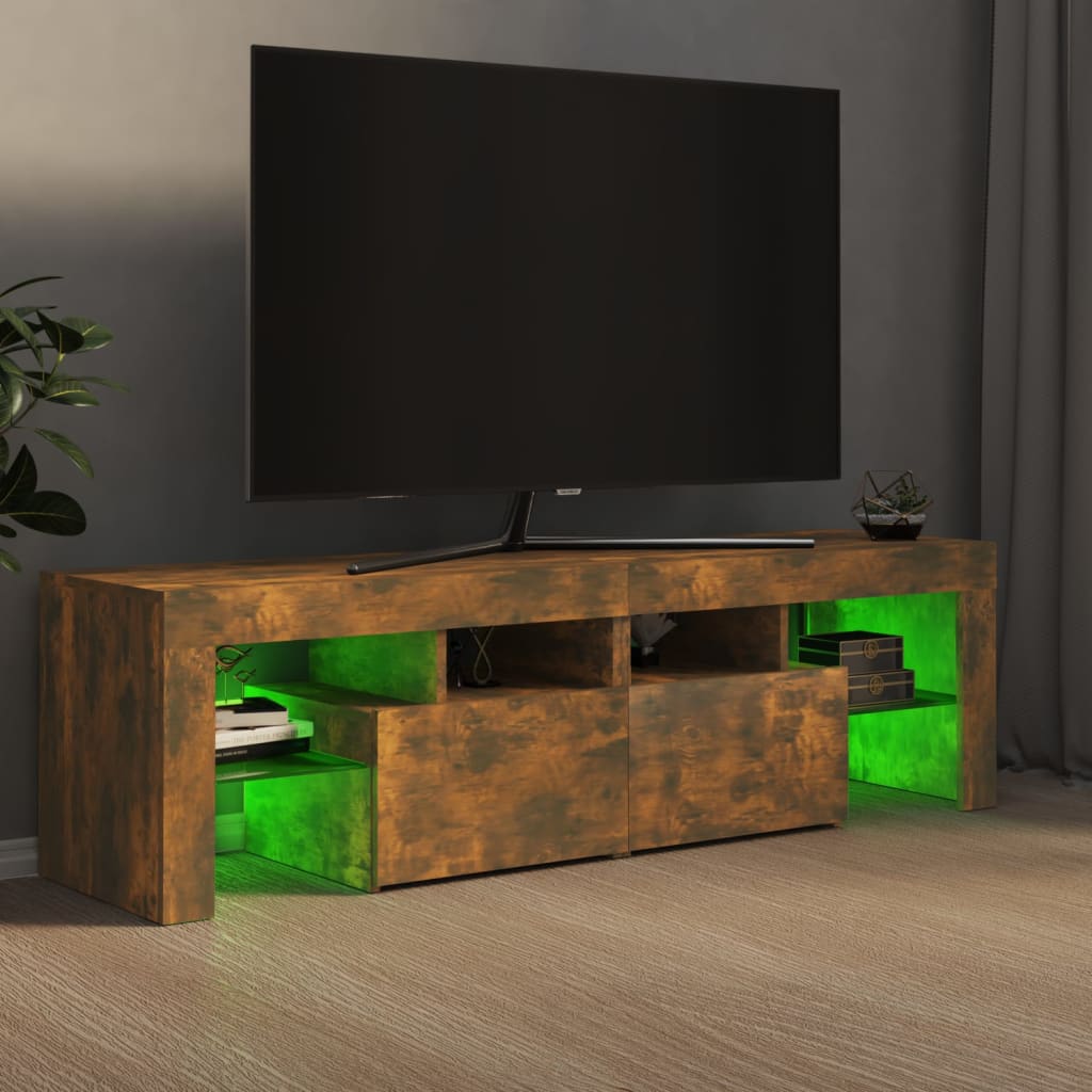 TV-Møbel Røkt EikTV-benk med LED-lys 140x36,5x40 cm