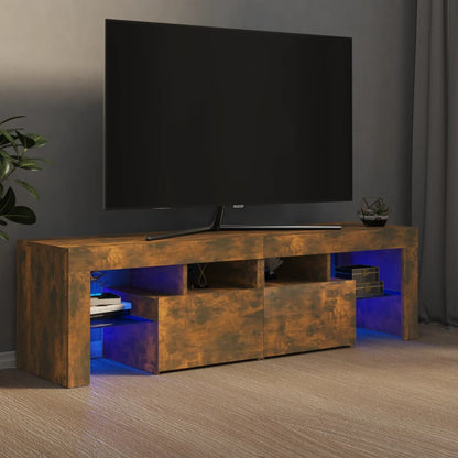 TV-Møbel Røkt EikTV-benk med LED-lys 140x36,5x40 cm