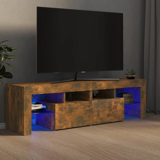 TV-Møbel Røkt EikTV-benk med LED-lys 140x36,5x40 cm