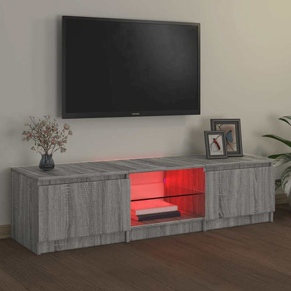 TV-Møbel Sonoma Grå TV-benk med LED-lys Eik 140x40x35,5 cm