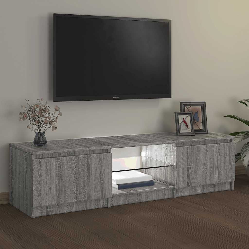 TV-Møbel Sonoma Grå TV-benk med LED-lys Eik 140x40x35,5 cm