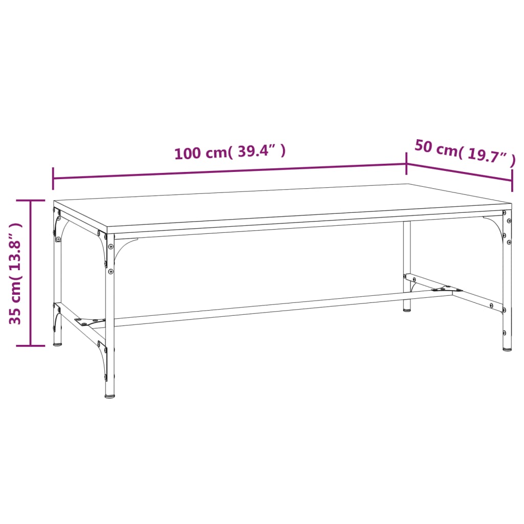 Salongbord Sofabord Brun Eik 100x50x35 cm