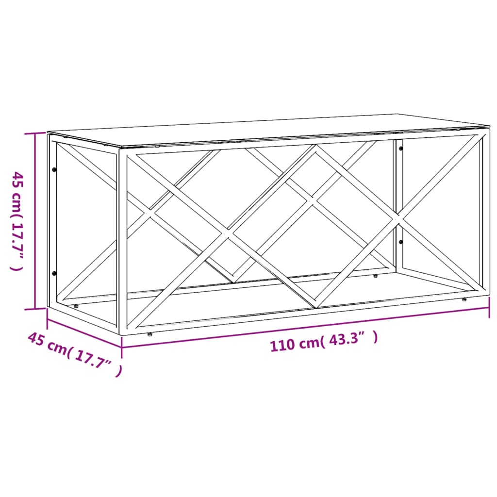 Salongbord Sofabord DIV. rustfritt stål og glass 110x45x45 cm