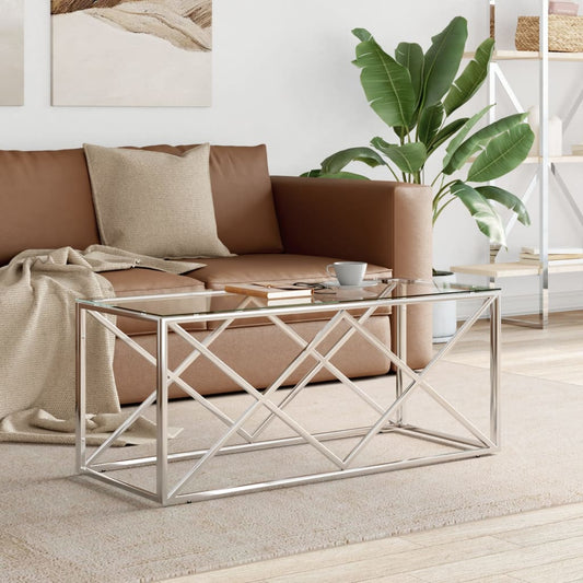Salongbord Sofabord DIV. rustfritt stål og glass 110x45x45 cm
