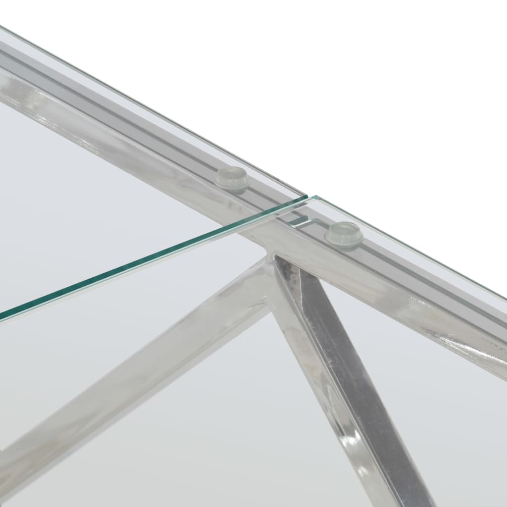 Salongbord Sofabord DIV. sølv rustfritt stål og herdet glass