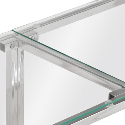 Avlastningsbord Konsollbord DIV. sølv rustfritt stål og herdet glass