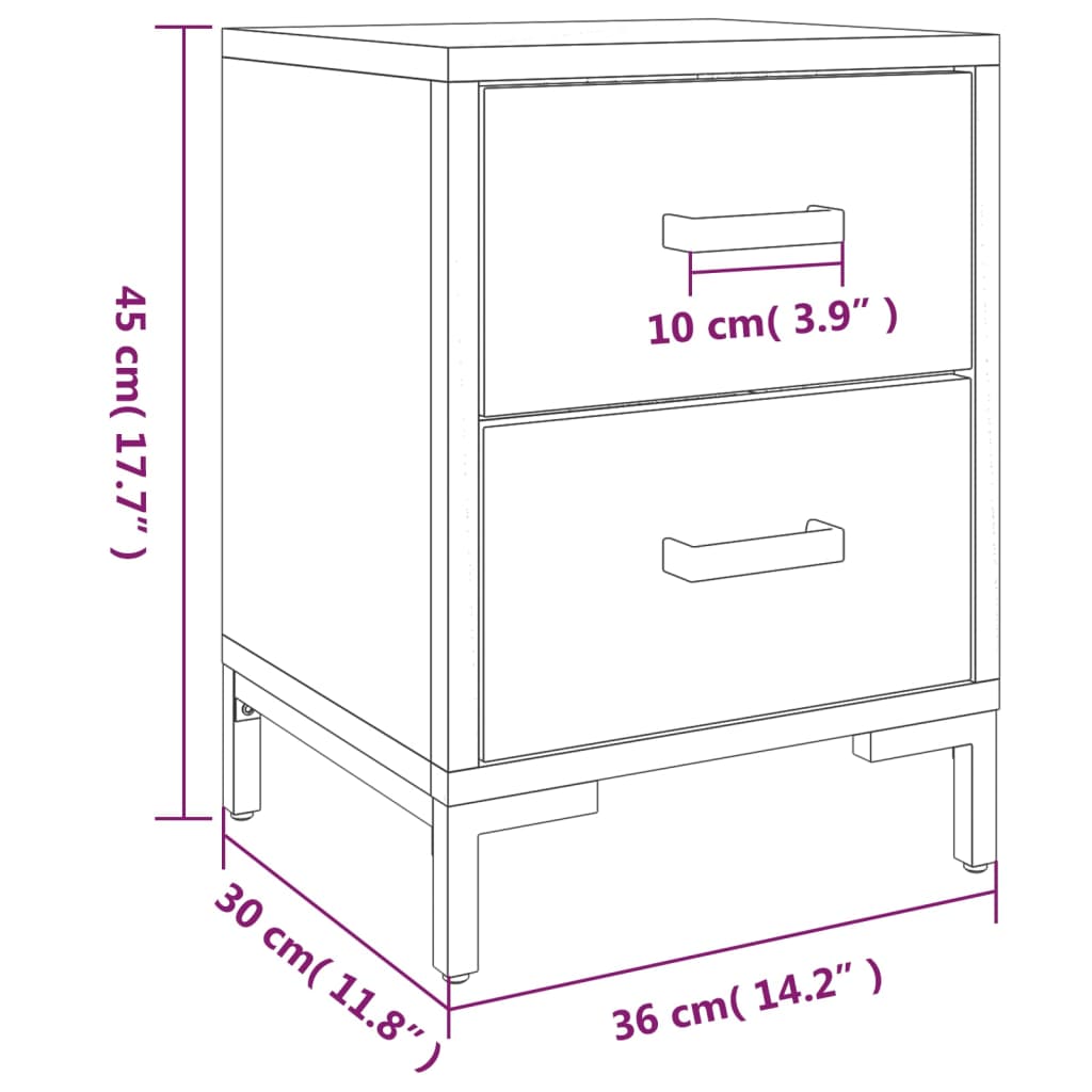 Nattbord Sengbord Brun 36x30x45 cm heltre furu