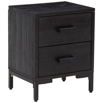 Nattbord Sengbord Svart 36x30x45 cm heltre furu