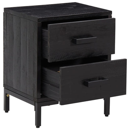 Nattbord Sengbord Svart 36x30x45 cm heltre furu