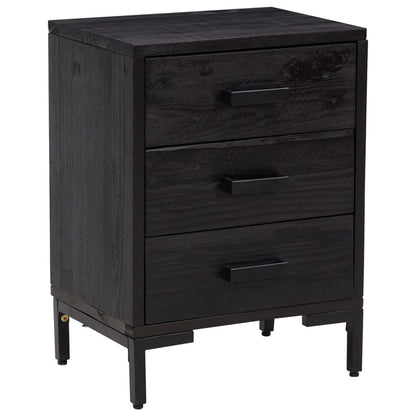 Nattbord Sengbord Svart 40x30x55 cm gjenvunnet heltre furu
