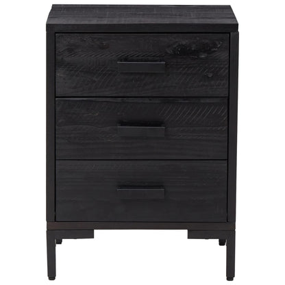 Nattbord Sengbord Svart 40x30x55 cm gjenvunnet heltre furu