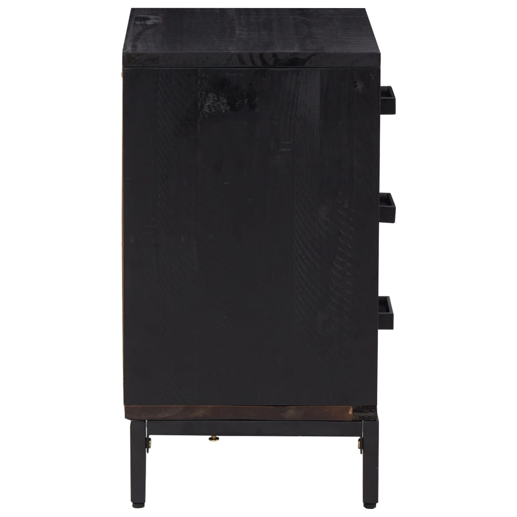 Nattbord Sengbord Svart 40x30x55 cm gjenvunnet heltre furu