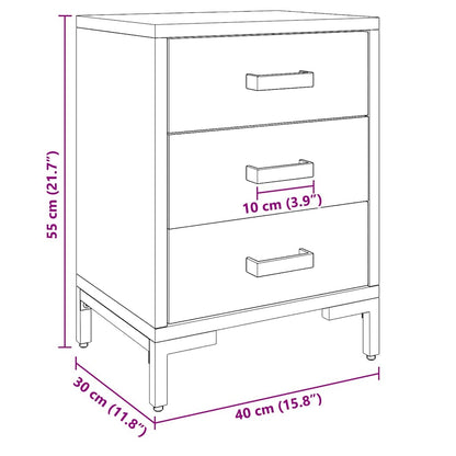 Nattbord Sengbord Svart 40x30x55 cm gjenvunnet heltre furu