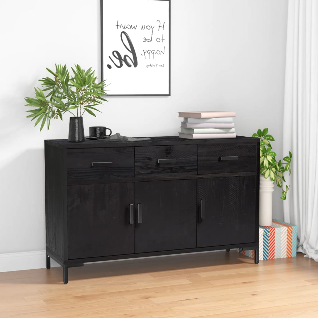 Skjenk Svart 110x35x70 cm heltre furu