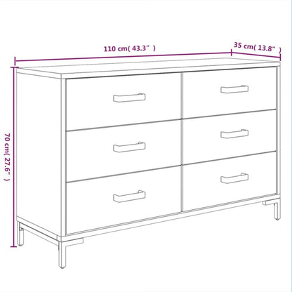 Skjenk Svart 110x35x70 cm heltre furu