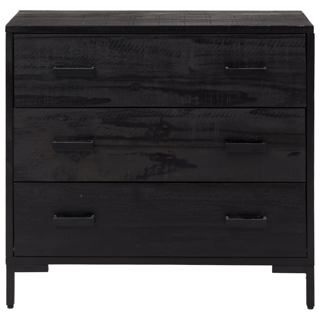 Kommode Svart 75x35x70 cm heltre furu