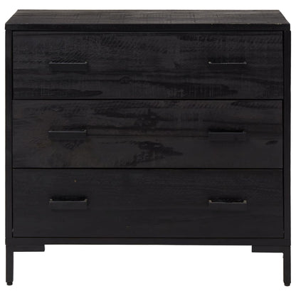 Kommode Svart 75x35x70 cm heltre furu