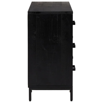 Kommode Svart 75x35x70 cm heltre furu