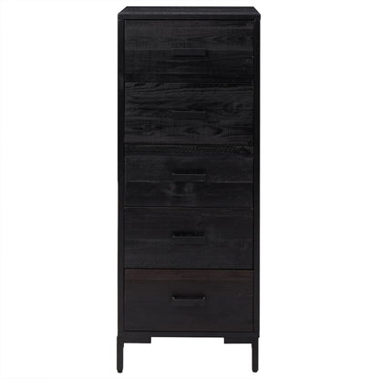 Kommode Svart 42x35x110 cm heltre furu
