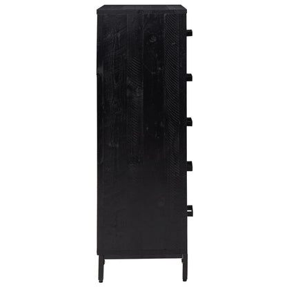 Kommode Svart 42x35x110 cm heltre furu