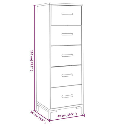 Kommode Svart 42x35x110 cm heltre furu