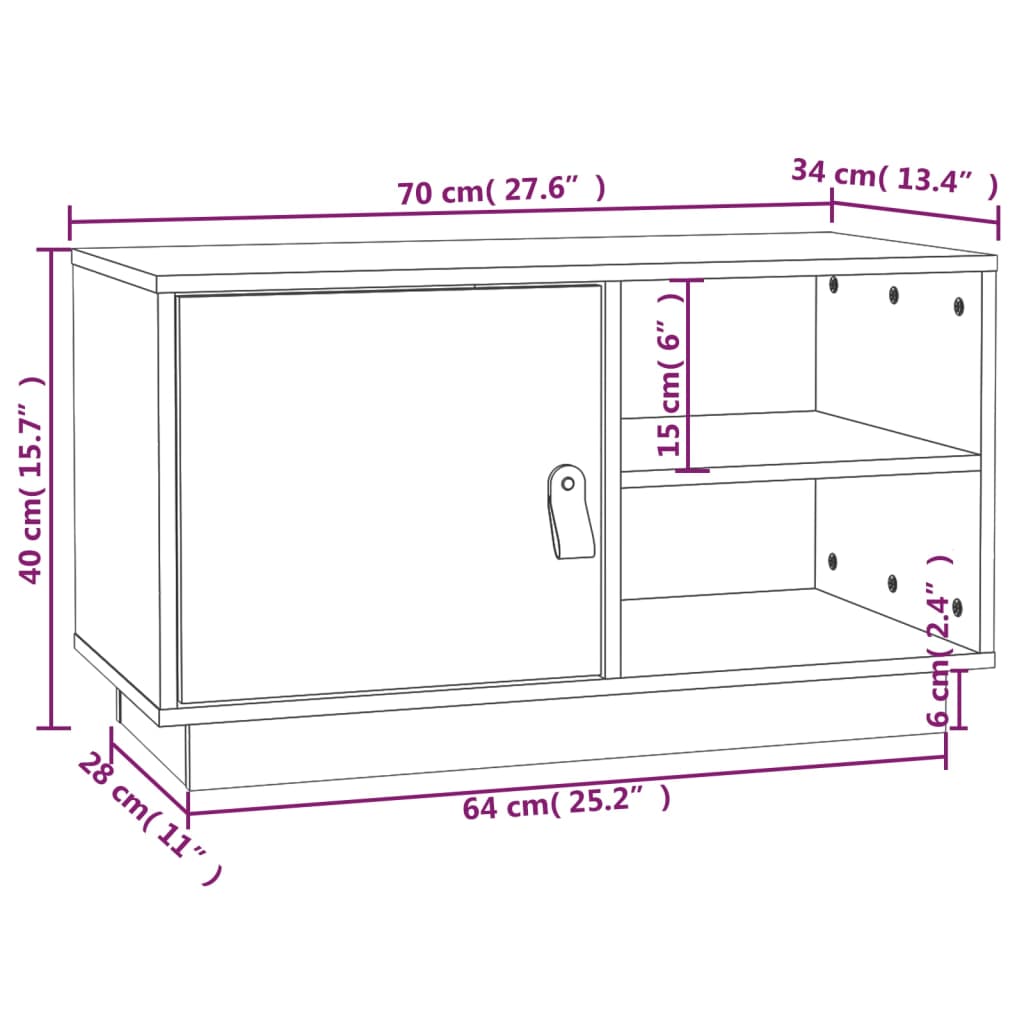 TV-Møbel Grå Tv-benk 70x34x40 cm heltre furu