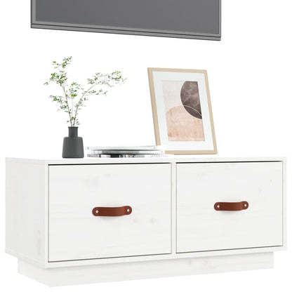 TV-Møbel Hvit TV-benk 80x34x35 cm heltre furu