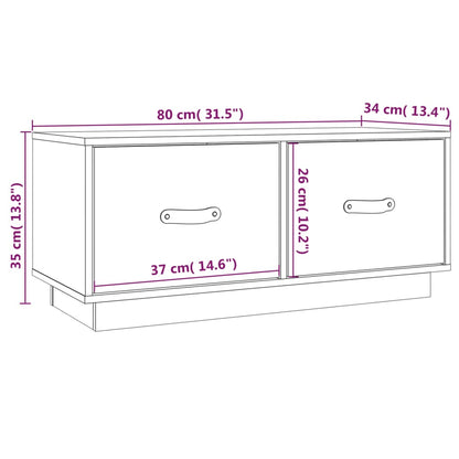 TV-Møbel Hvit TV-benk 80x34x35 cm heltre furu
