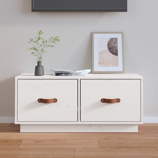 TV-Møbel Hvit TV-benk 80x34x35 cm heltre furu