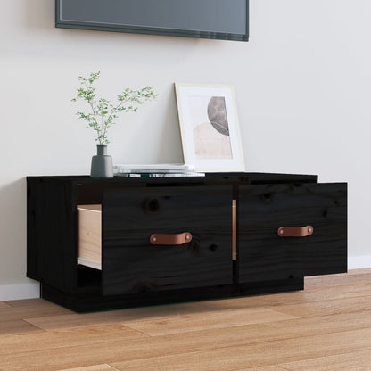 TV-Møbel Svart TV-benk 80x34x35 cm heltre furu