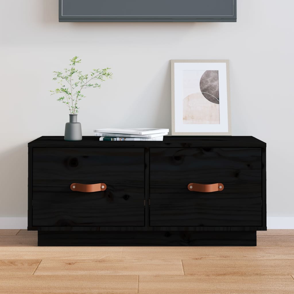 TV-Møbel Svart TV-benk 80x34x35 cm heltre furu