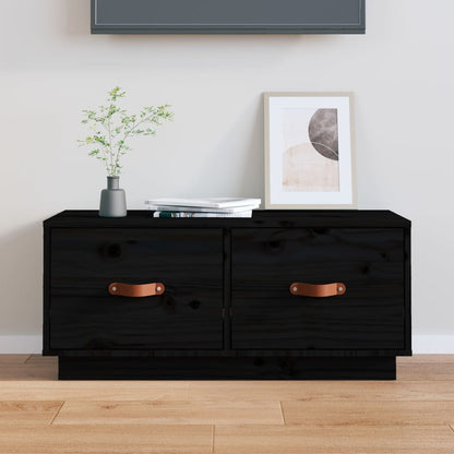 TV-Møbel Svart TV-benk 80x34x35 cm heltre furu