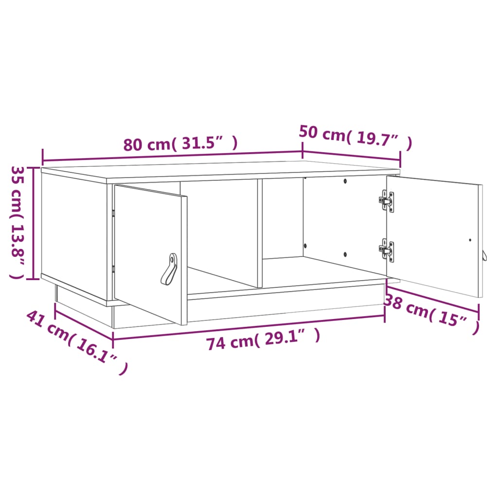 Salongbord Sofabord Tre heltre furu 80x50x35 cm