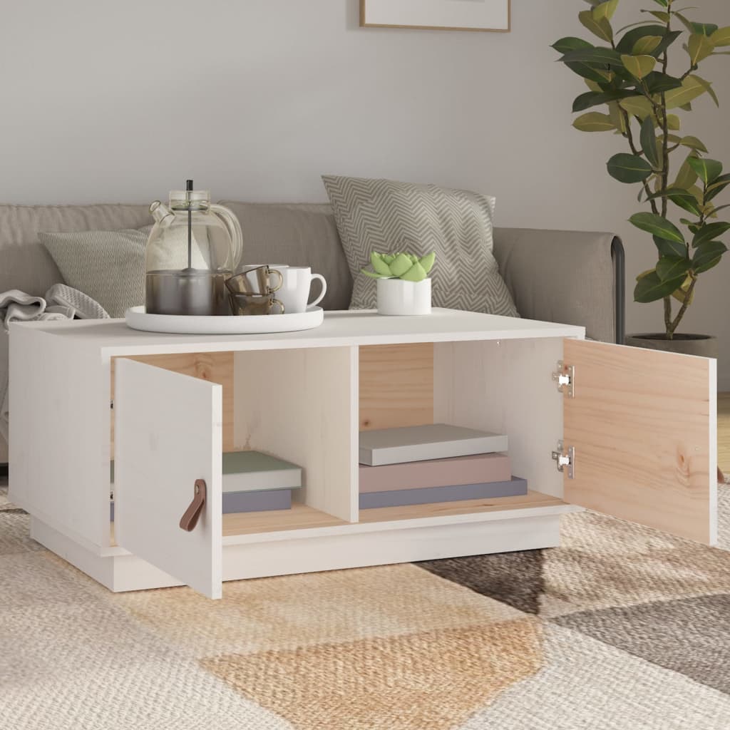 Salongbord Sofabord Hvit 80x50x35 cm heltre furu