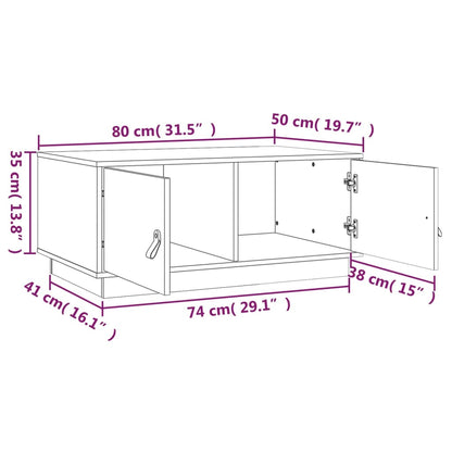 Salongbord Sofabord Hvit 80x50x35 cm heltre furu