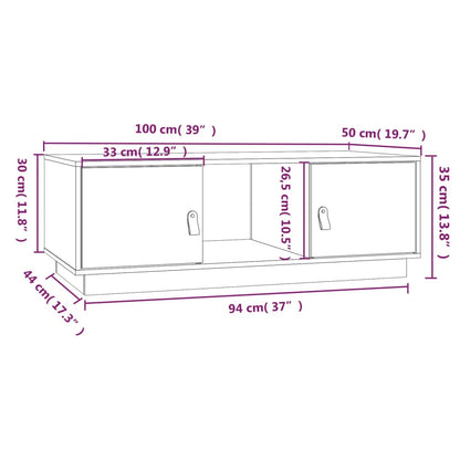 Salongbord Sofabord Hvit 100x50x35 cm heltre furu