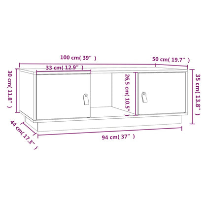 Salongbord Sofabord Grå 100x50x35 cm heltre furu
