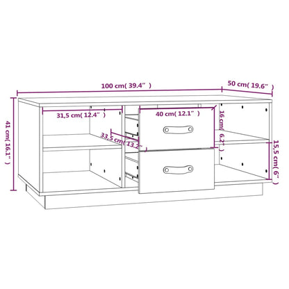 Salongbord Sofabord Hvit 100x50x41 cm heltre furu