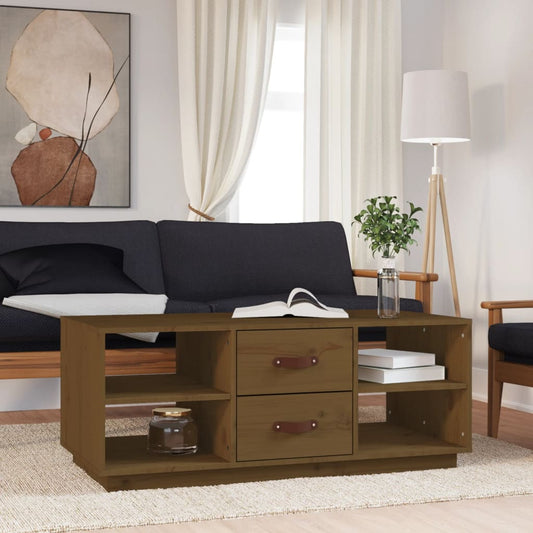 Salongbord Sofabord Tre heltre furu Honningbrun 100x50x41 cm