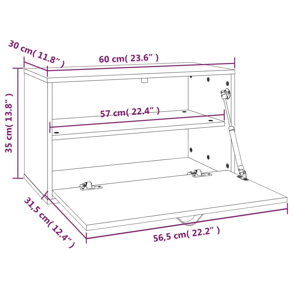 Veggskap 60x30x35 cm heltre furu