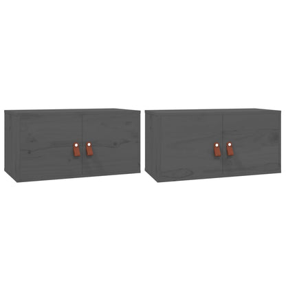 Veggskap Grå 2 stk 60x30x30 cm heltre furu