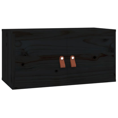 Veggskap Svart 2 stk 60x30x30 cm heltre furu